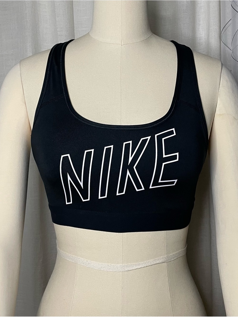 NWT Nike Black Sports Bra with White Outline Logo Size XS